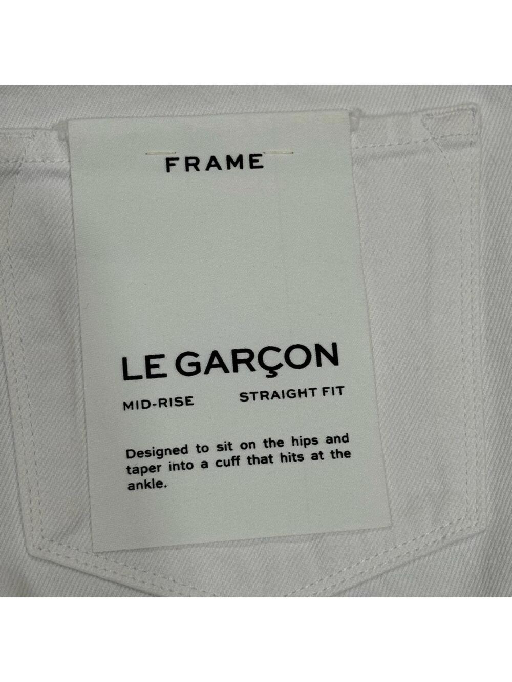 NWT Frame Le Garcon White Mid Rise Straight fit Ripped Denim Jeans- Size 27 - Picture 9 of 9